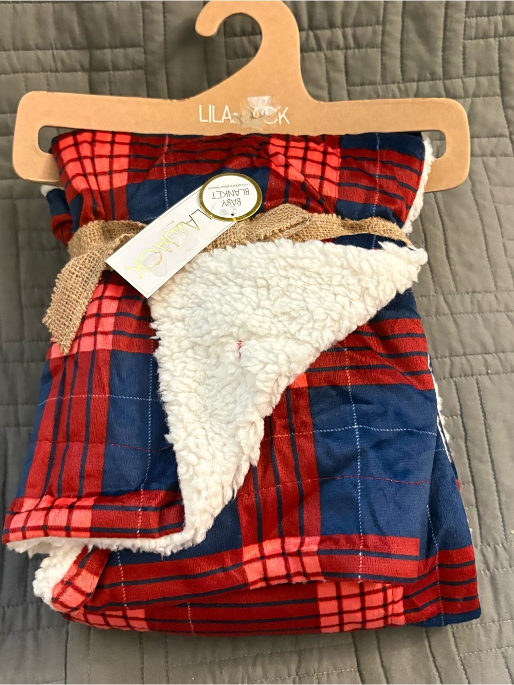 Lila & Jack Super Soft Minky Plaid Red Blue Sherpa Baby Blanket Cabin